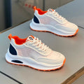 Men's 2025 new winter breathable mesh white sneakers, men's fashion chunky sole athletic casual ins trendy shoes