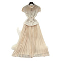 Elegant chic: women's high-waisted pleated maxi dress - slim fit, slimming, and perfect for work
