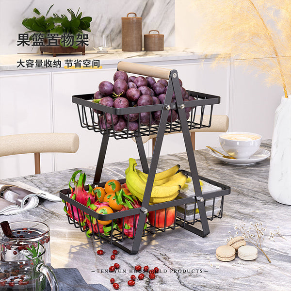 Shelf Home Desktop Double Layer Storage Basket Desktop Storage Basket Snack Storage Basket Fruit Basket Fruit and Vegetable Basket