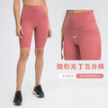 Spring/summer new arrival: seamless double-sided brushed yoga shorts - high-waisted, stretchy, outdoor sports capris for women (model: dk066)