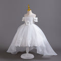 European and american new children's formal dress wedding lace train princess dress girls' piano performance dress girl dress