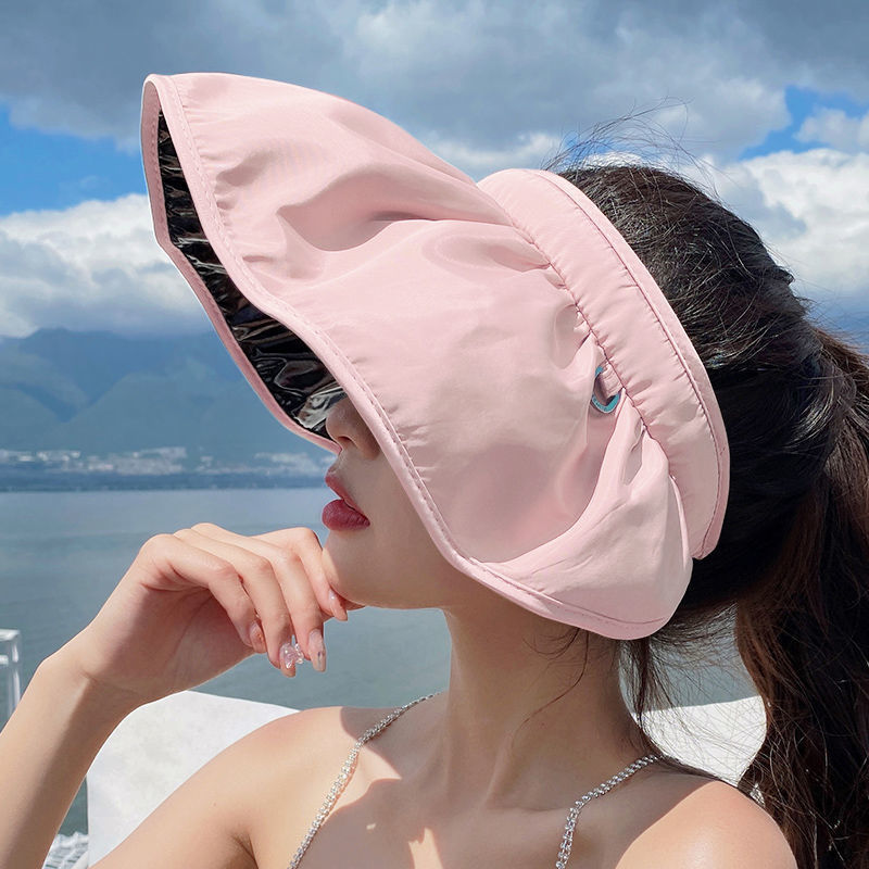 Summer sun protection visor hat shell hat beach hat UV protection face cover empty top sports sun hat adjustment headband