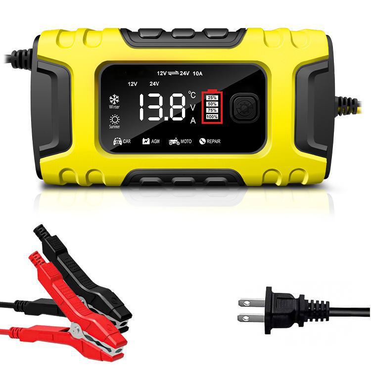 Factory direct 12v 6a car battery charger with smart display, motorcycle lead-acid battery charger