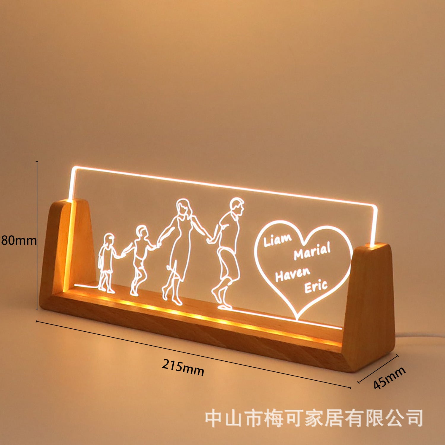 Personalized UV printing night light  acrylic photo stand desk lamp wooden ambient light to send wine to friends