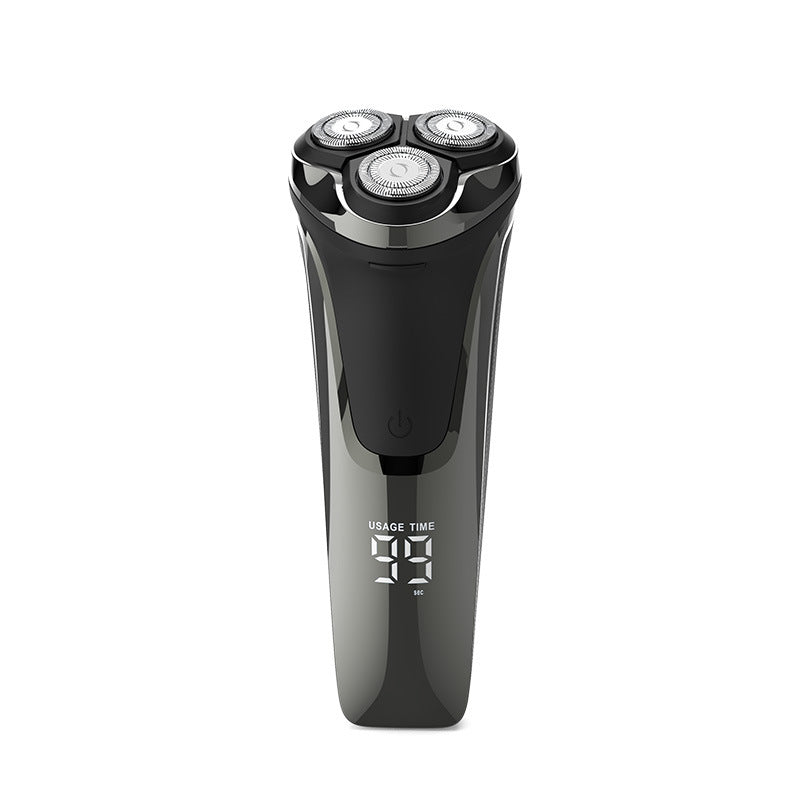 Men's electric shaver - rotary floating 3-blade head, quick charge, digital display, full body washable, cross-border wholesale