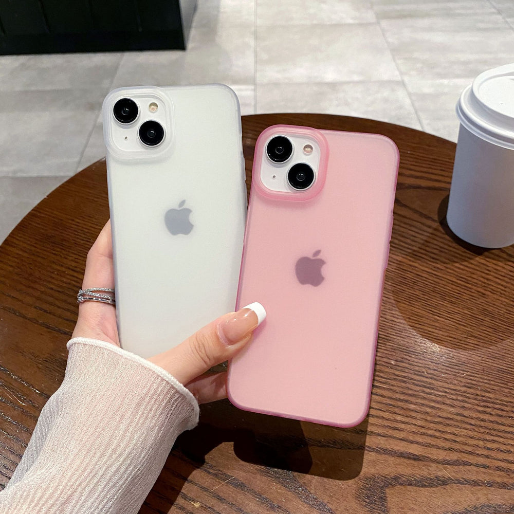 Large hole frosted shell suitable for apple 16pro transparent simple mobile phone case iphone14/12 anti-fall soft protective cover