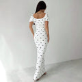 french chic polka dot dress - women's summer slim-fit knit maxi dress
