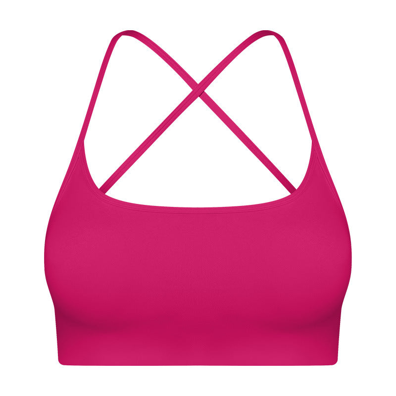Fashionable thin strap criss-cross cutout back sports bra - low-impact yoga & pilates activewear bra - dw399