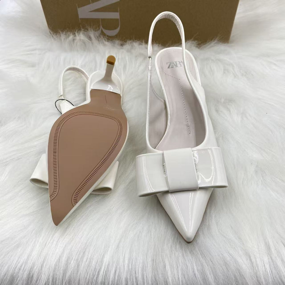 Za premium high heels for women, 2025 spring/autumn new collection, pointed-toe stiletto heels, professional pumps, patent leather nude closed-toe sandals