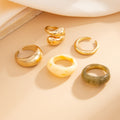 European and american cross-border retro resin alloy minimalist ring set for women - trendy ins knuckle plain band jewelry