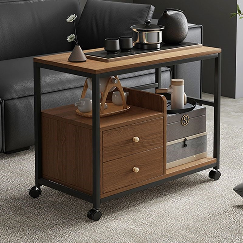 Mobile coffee table multifunctional storage table small apartment living room home iron sofa side table bedroom mobile bedside table