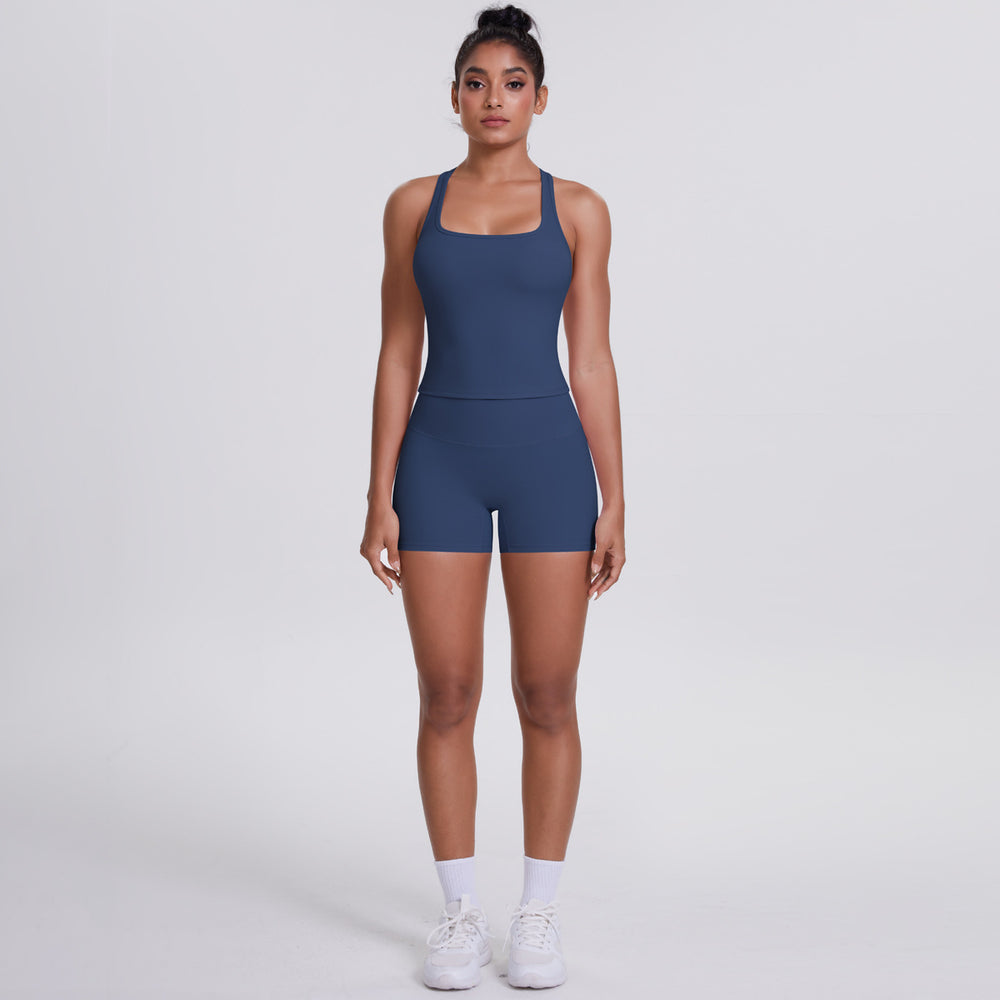 Cloud-feel brushed outdoor casual running yoga clothes, quick-drying, beautiful back, hip-lifting, tight shorts, sports and fitness clothes suit