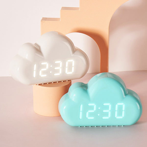 Creative alarm clock four clouds voice-activated led clock bedside snooze small alarm clock student calendar luminous electronic clock 1966