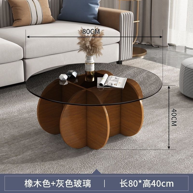 Accessible luxury tempered glass coffee table living room for home small apartment slate round popular creative normcore balcony tea table