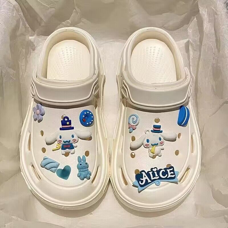 New arrival crocs women's couple style nurse outwear outdoor shit feeling toe-cap beach sandals slippers thick sole men's shoes