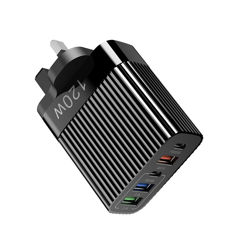 European and american standard multi-port mobile phone charger fast charging head 3usb+2c british standard five-port charging head suitable for huawei and apple