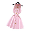spring new arrival: sleeveless knit tank dress - cinched waist, flared skirt, petite-friendly inner layer/underskirt