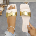 new flat slippers, plus size macaron gold trim, indoor/outdoor one-strap beach casual women's slippers
