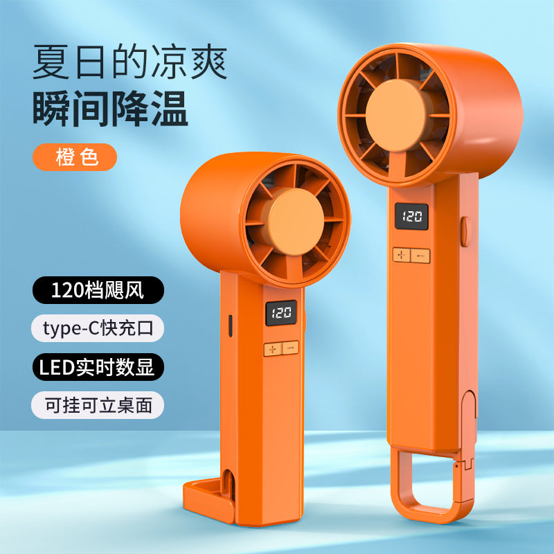 Southeast asia's hottest new high-speed handheld fan: portable outdoor mini fan with hook, digital display, and usb charging