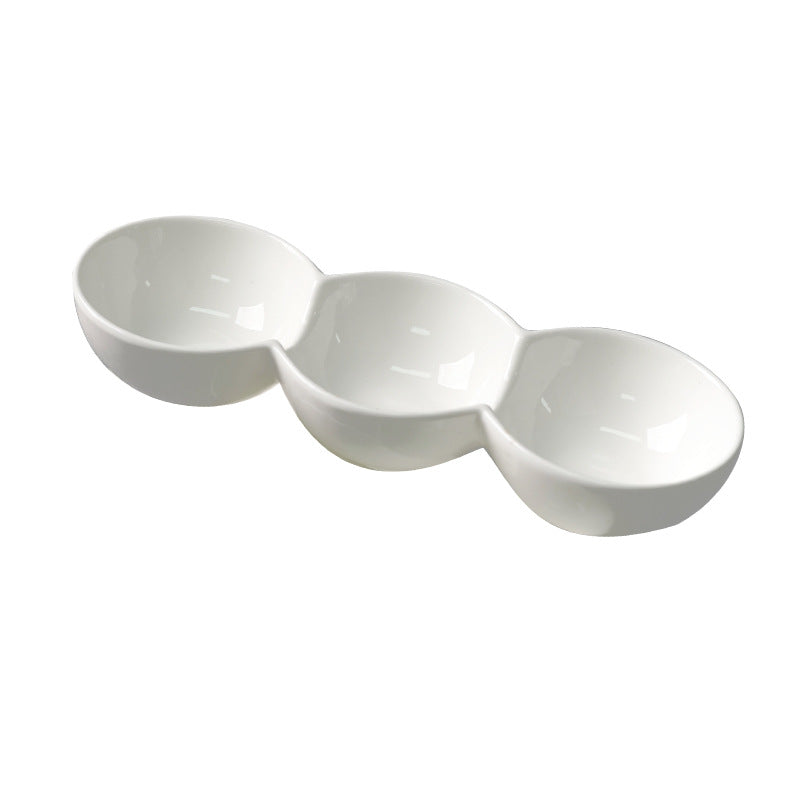 Ceramic divided dipping dish three grids japanese and korean barbecue seasoning dish snack dish creative hot pot seasoning vinegar dish dish