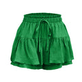 cross-border women's summer fashion ruffle solid color drawstring skort shorts