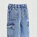 girls' spring/autumn denim pants: new styles for toddlers and young children, loose-fit casual straight-leg trousers, stylish and versatile wide-leg pants for kids