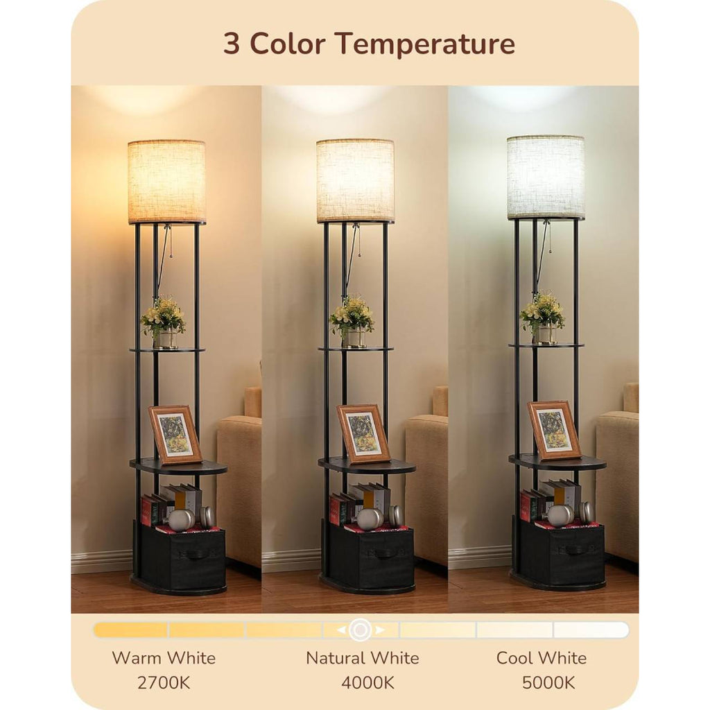 Cross-border floor lamp with charging port, storage box, atmosphere lamp, living room shelf lamp, bedroom bedside lamp, study desk lamp