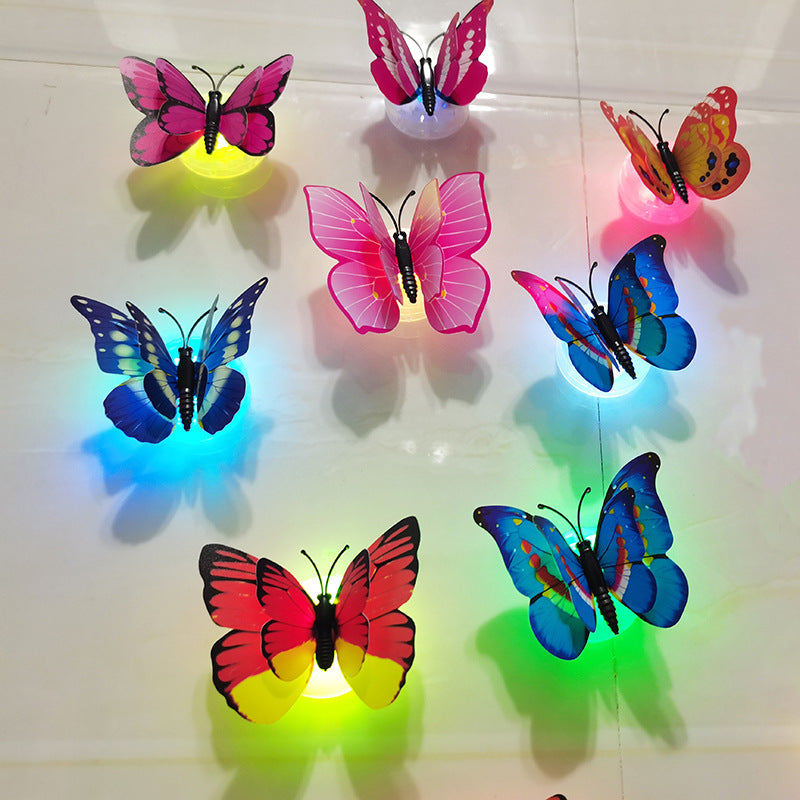 Colorful luminous butterfly LED night light flash simulation three-dimensional butterfly wall sticker creative gift decoration wholesale