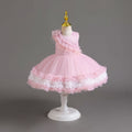 Export kids dress red wedding dress cake princess dress female flower girl first birthday banquet dress baby dress