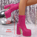 Fashion fashion show waterproof platform 2025 new export large size heavy industry full diamond elegant high heel fashion boots