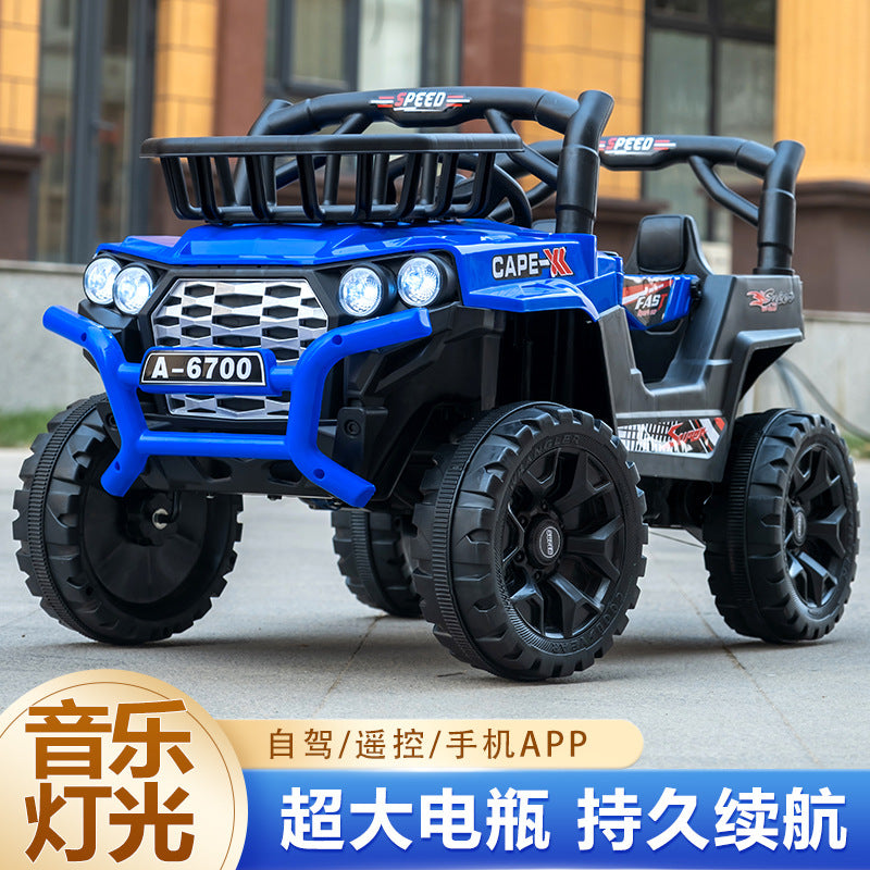 New children's electric car four-wheel car with remote control baby toy car charging can sit and swing the stroller