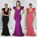 European and american women's clothing    new long dress - figure-flattering, bodycon, african style dress with v-neck and multiple color options