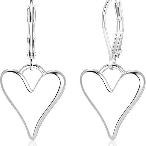Brass real gold plated fashion retro trendy three-dimensional heart big heart pendant earrings cross-border hot selling earrings
