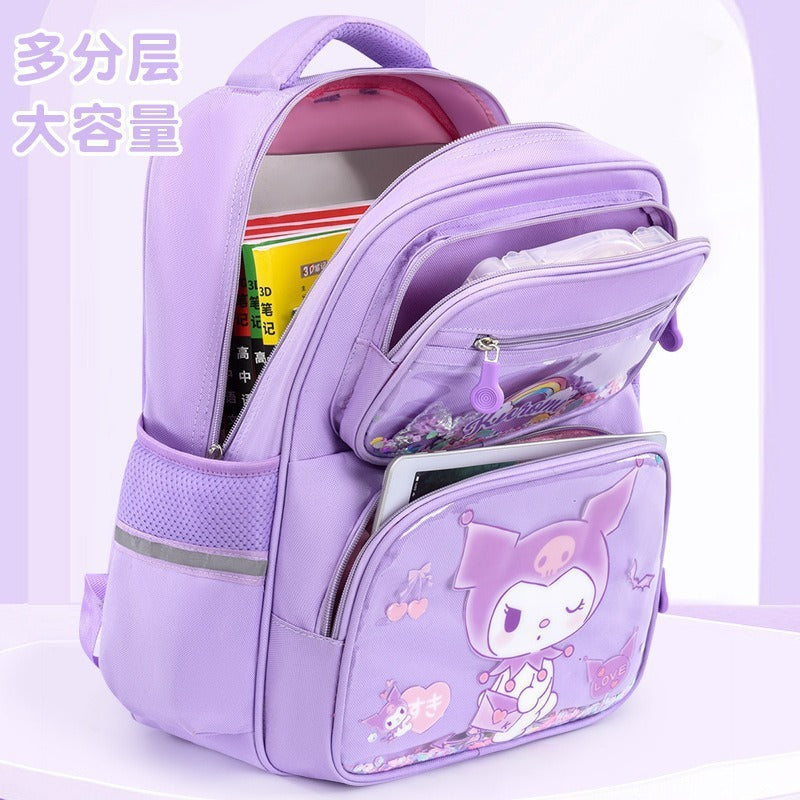 cartoon school backpack for elementary school students, grades 1-6 - quicksand cute girl kuromi fun backpack