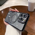 Suitable for iphone 17 pro max rhinestone glitter magnetic phone case, 16, 15, 12 full coverage drop-proof protective case