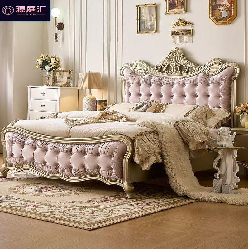 American light luxury solid wood bed for homefrench soft back princess bed high-end luxury wedding bed storage storage master bedroom large bed
