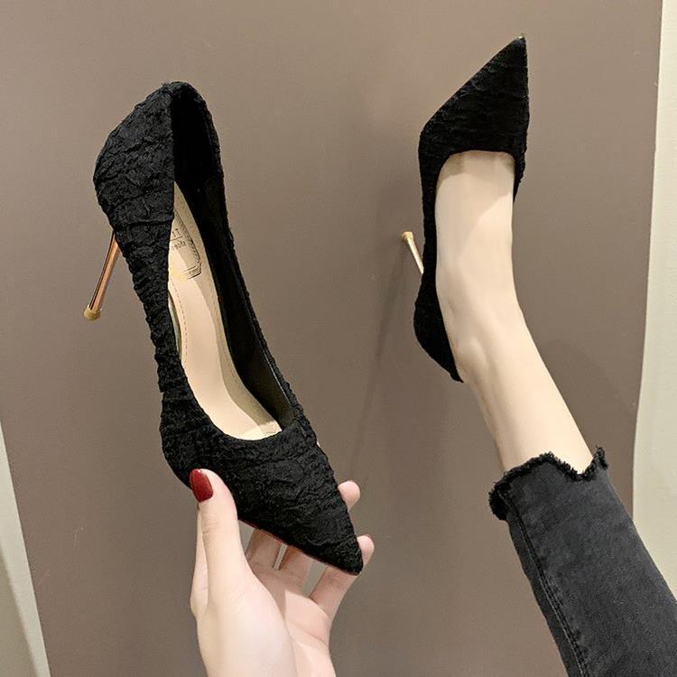 Internet celebrity small fresh French girl high heels women 2022 spring and autumn new sweet pointed shallow mouth professional single shoes women