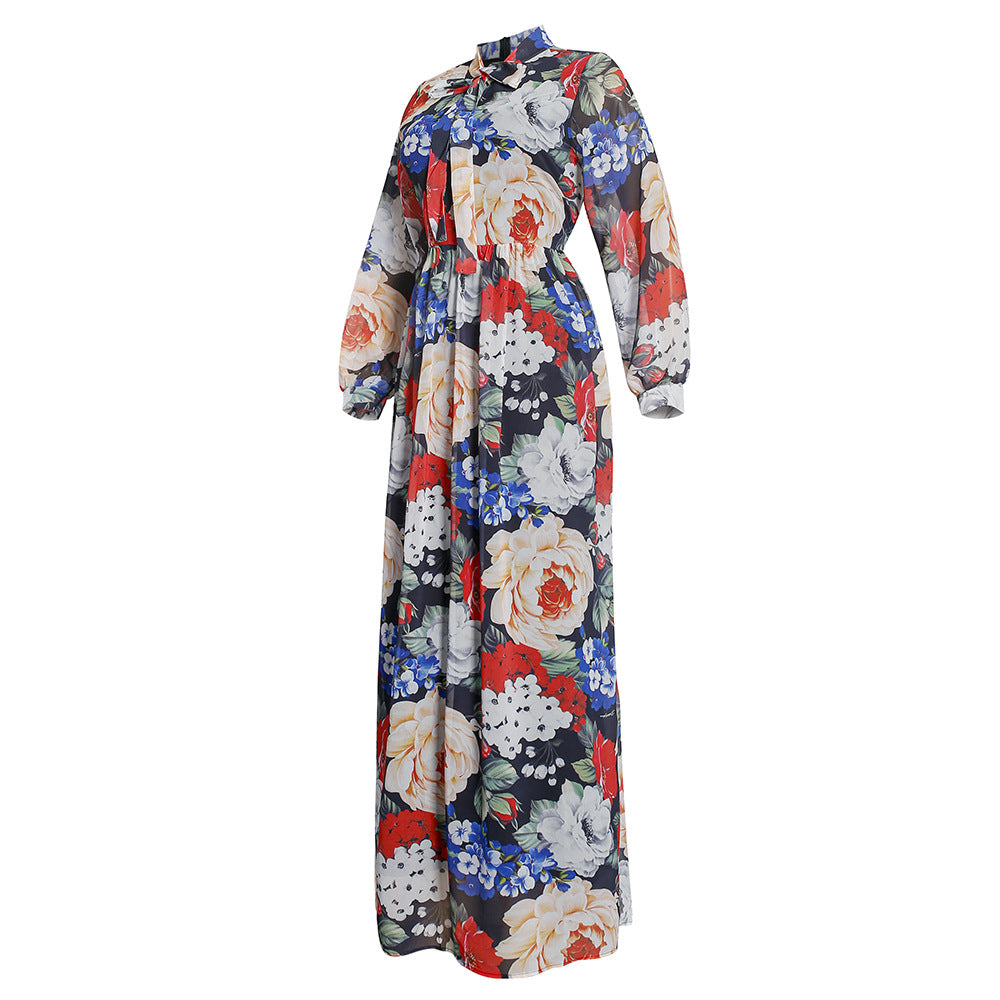 Aliexpress  african plus size women's printed office lady commute cross-border foreign trade long sleeve dress