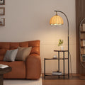French retro living room floor lamp - high-end mid-century modern bedside table lamp with integrated storage and ambient lighting (sofa side table option)