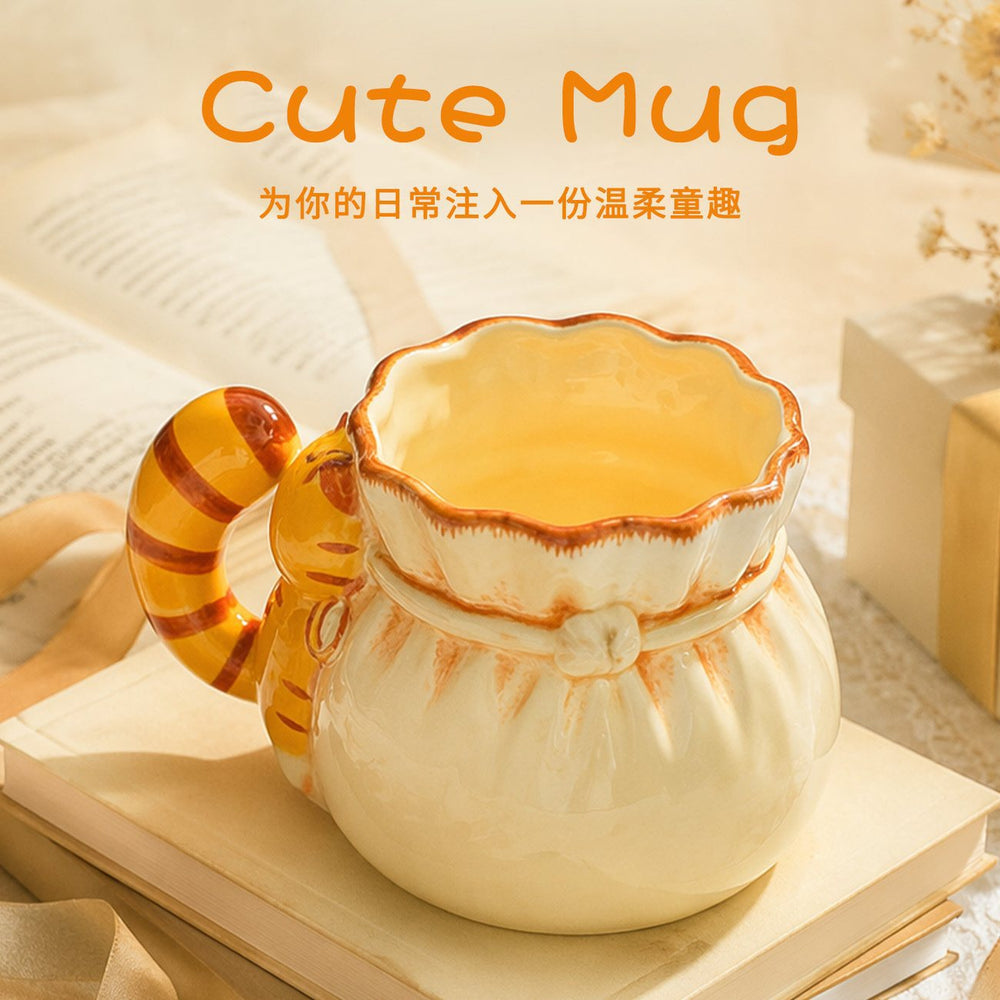 Cat-themed ceramic mug - underglaze decoration, high-style design, perfect for office or home use, creative and cute coffee cup