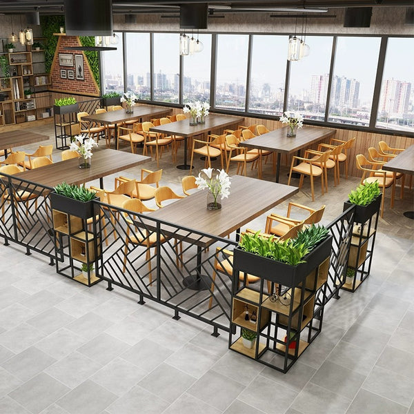 Restaurant booth low partition screen bar hot pot hotel industrial wind fence green plant flower stand wrought iron railing partition