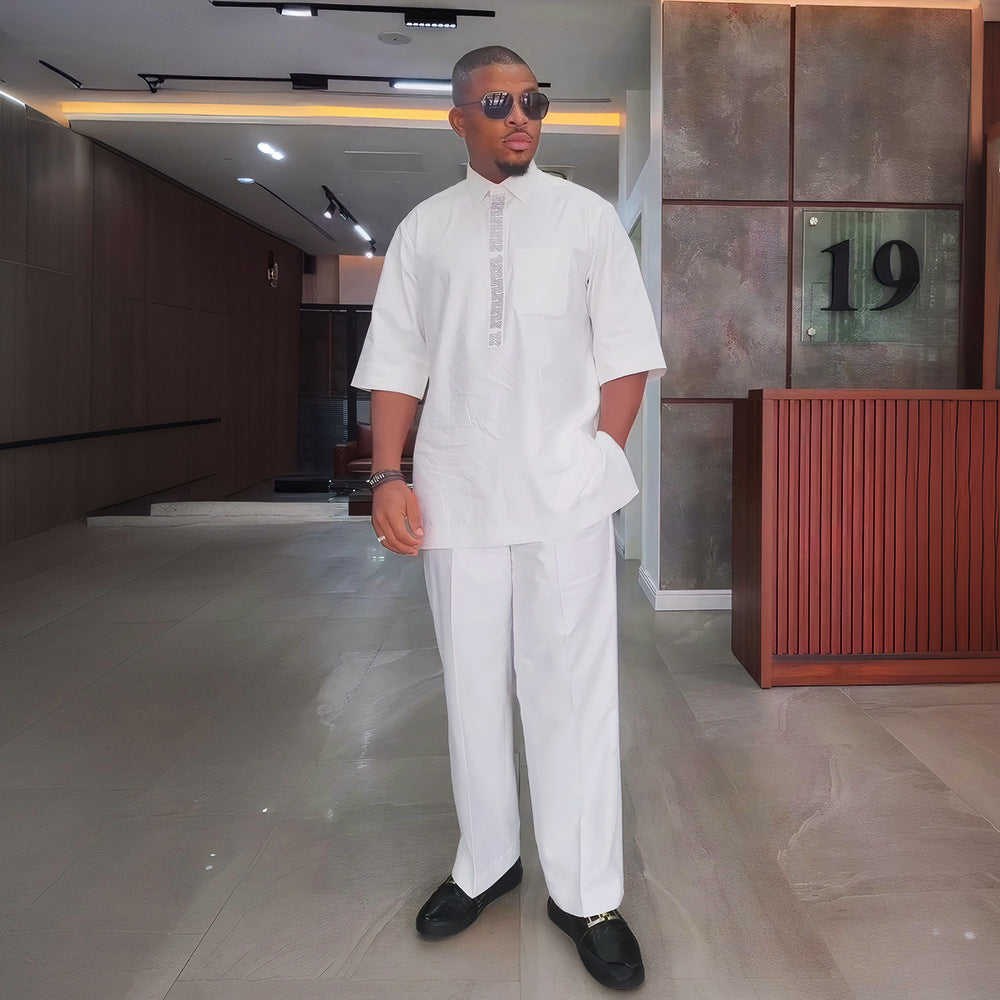 African men's new summer casual fashion two-piece set - cross-border hot seller -  plus size men's outfit