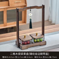 Chinoiserie walnut color dried fruit plate for home divided grids four-square grid lifting beam wedding new home glass bowl fruit plate fruit plate
