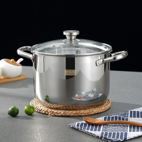 Wholesale stainless steel soup pot 304 household high soup pot, induction cooker gas suitable for food grade stainless steel pot saucepan