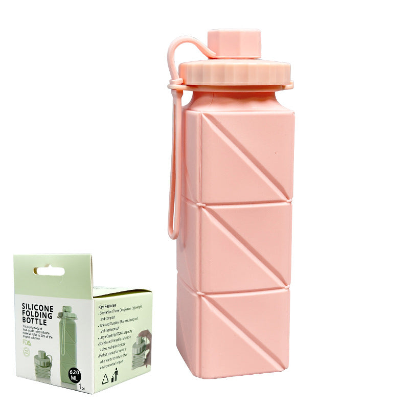 Cross-border new silicone folding water cup sports cycling water cup outdoor portable silicone kettle food grade high temperature resistance