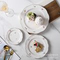 European-style floral dessert plate, three-tier fruit stand, modern display for show homes, creative embossed ceramic plate wholesale