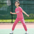 Girls' summer new arrival: kids' round neck short sleeve  versatile fashion girl's tracksuit set - summer outfit