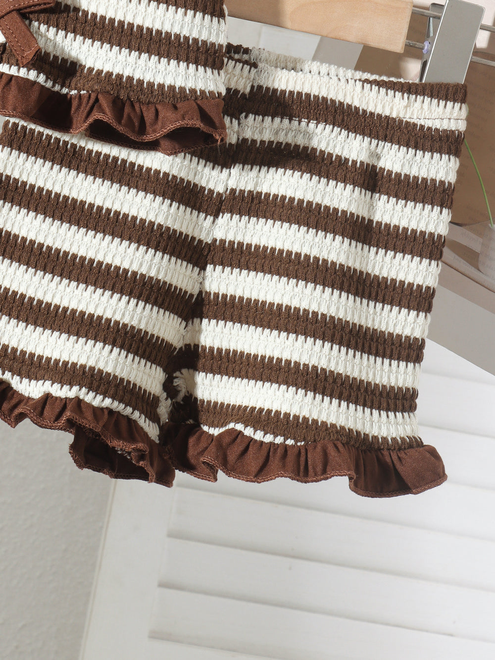 Baby clothing kids set children outfit brown vest + shorts two-piece set