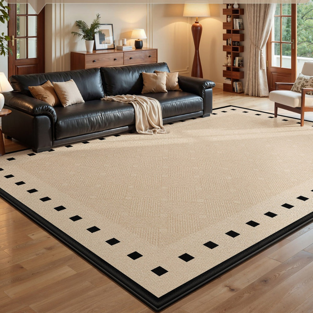 Cooling mat rug for living room, vintage style, summer ice silk, wash-free, wipeable, sofa coffee table, high-end light luxury floor mat, stain-resistant