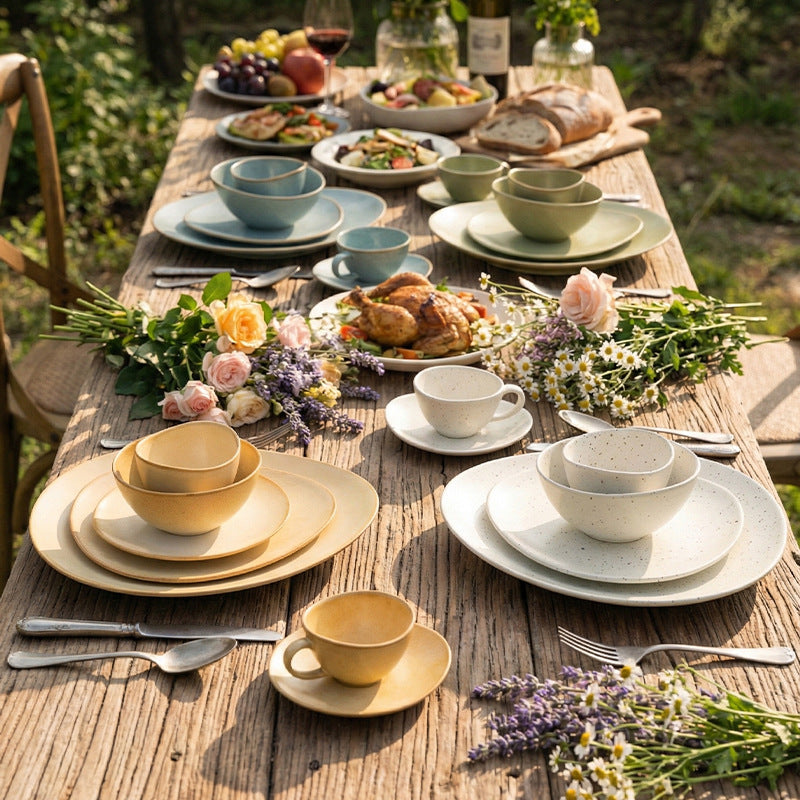 Vintage irregular high-end bowls, plates, and dishes - restaurant, hotel, and home tableware - unique dinnerware for serving dishes, desserts, rice bowls, and plating